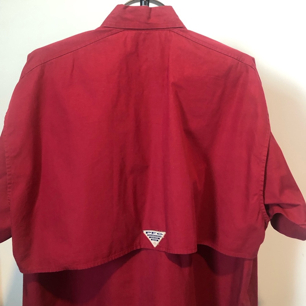 Columbia Men's Button-Down Short Sleeve Shirt - Deep Red - Picture 3 of 3